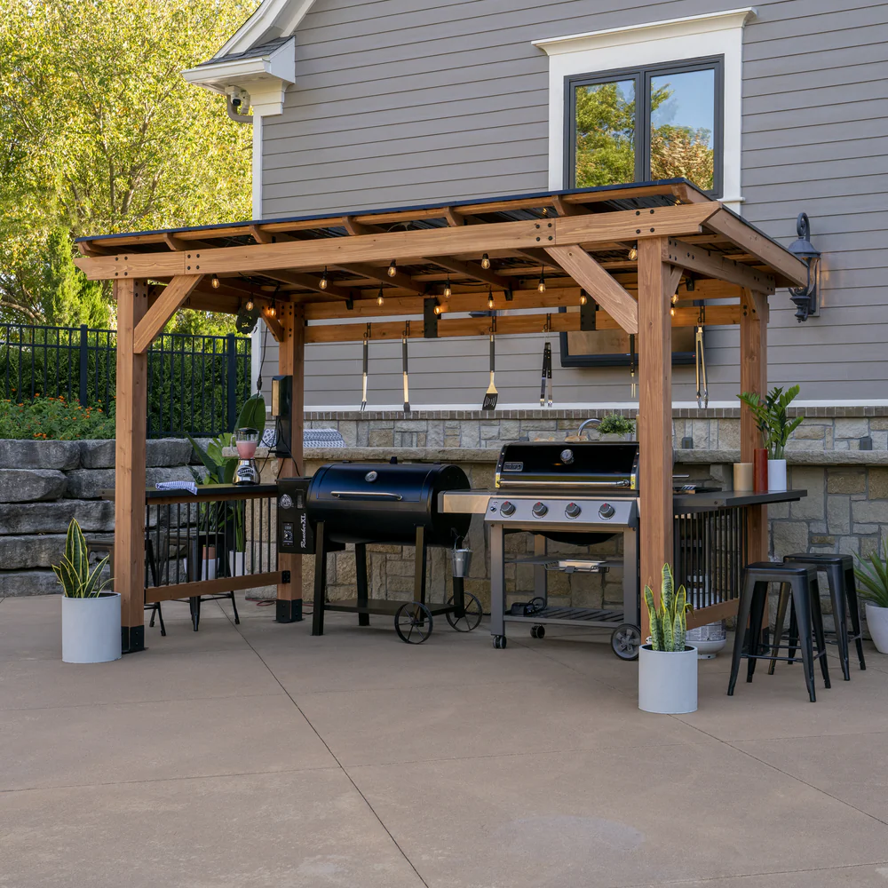 p42-i0.webp Backyard Discovery Saxony XL Cedar Grill Gazebo - Image 1