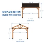 Backyard Discovery Arlington 12×12 Gazebo with Electric – Lt Brown - Image 3