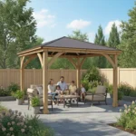 Yardistry Meridian 12×12 Cedar Gazebo with Aluminum Roof