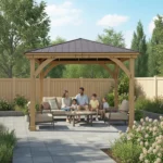Yardistry Meridian 12×12 Cedar Gazebo with Aluminum Roof - Image 3