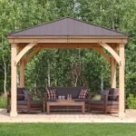 Yardistry Meridian 12×12 Cedar Gazebo with Aluminum Roof - Image 4