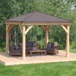 Yardistry Meridian 12×12 Cedar Gazebo with Aluminum Roof - Image 7