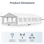 Heavy Duty Party Tent Wedding Event Shelter with Removable Sidewalls 20FT x 40FT - Image 9