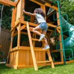 KidKraft Laurel Retreat Multi-Level Clubhouse Swing Set with Two Slides and Two Swings - Image 3