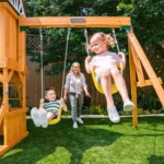 KidKraft Laurel Retreat Multi-Level Clubhouse Swing Set with Two Slides and Two Swings - Image 6