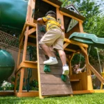 KidKraft Laurel Retreat Multi-Level Clubhouse Swing Set with Two Slides and Two Swings - Image 7