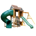 KidKraft Laurel Retreat Multi-Level Clubhouse Swing Set with Two Slides and Two Swings - Image 9