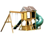 KidKraft Laurel Retreat Multi-Level Clubhouse Swing Set with Two Slides and Two Swings - Image 10