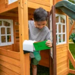 KidKraft Ridgemoor Perch Wood Swing Set with Playhouse, Rock Wall, and Tunnel Slide - Image 11