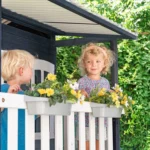 KidKraft Cozy Escape Navy Two-Story Wood Playhouse with Tube Slide and Clubhouse - Image 9