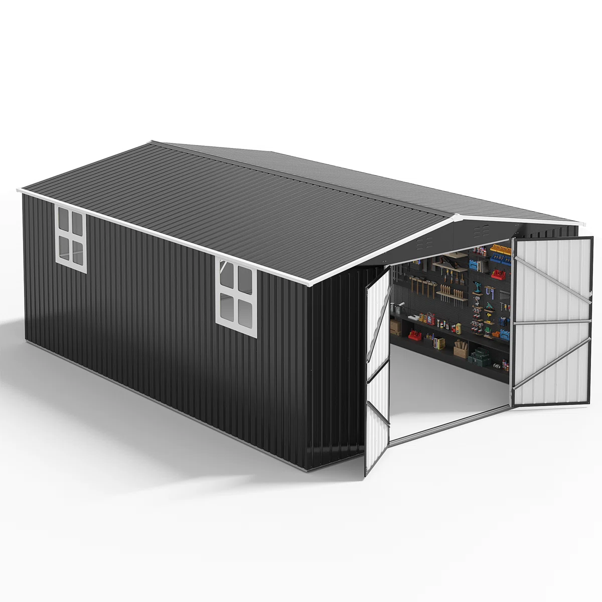 welt-mart-product-20-image-1.webp 12 ft. W x 18 ft. D Large Outdoor Metal Shed, All-Steel Construction with Windows and Lockable Doors - Image 1