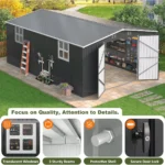 12 ft. W x 18 ft. D Large Outdoor Metal Shed, All-Steel Construction with Windows and Lockable Doors - Image 3