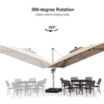 PURPLE LEAF Double Top Deluxe Solar Powered LED Square Patio Umbrella - Image 11