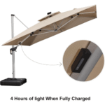 PURPLE LEAF Double Top Deluxe Solar Powered LED Square Patio Umbrella - Image 14