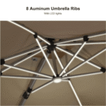 PURPLE LEAF Double Top Deluxe Solar Powered LED Square Patio Umbrella - Image 4