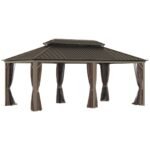 Sunmthink 12×20 ft Hardtop Gazebo with Double Roof