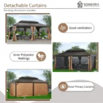 Sunmthink 12×20 ft Hardtop Gazebo with Double Roof - Image 6