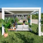 14×10 Windham Modern Steel Pergola With Sail Shade Soft Canopy - Image 11
