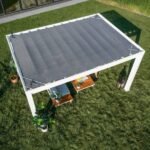 14×10 Windham Modern Steel Pergola With Sail Shade Soft Canopy - Image 16