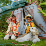 Ranger Retreat Wooden Swing Set/Playset with Tent, Tube Slide and 3-Swings - Image 2