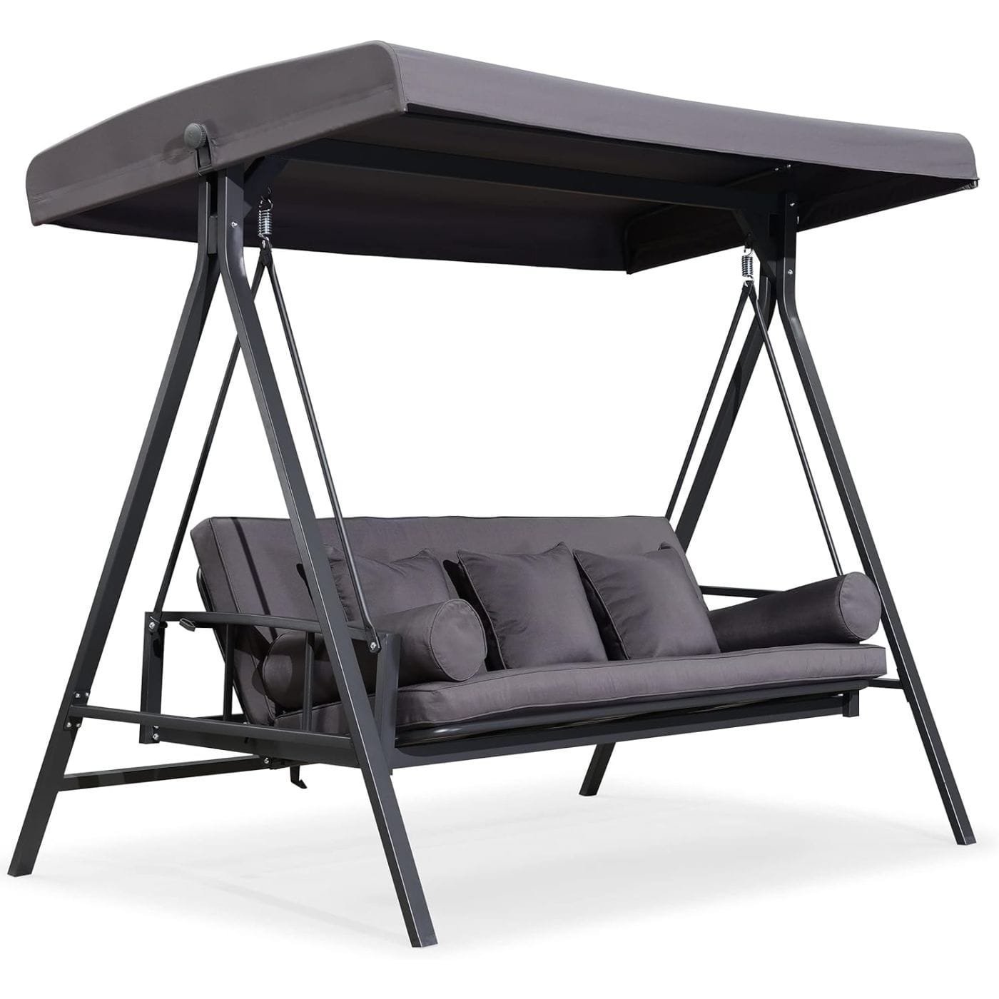 welt-product-75-image-1.jpg PURPLE LEAF 3-seat Outdoor Patio Porch Swing Adjustable Backrest, Cushions and Pillow Included - Image 1