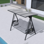 PURPLE LEAF 3-seat Outdoor Patio Porch Swing Adjustable Backrest, Cushions and Pillow Included - Image 6