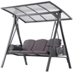 PURPLE LEAF 3-seat Outdoor Patio Porch Swing Adjustable Backrest, Cushions and Pillow Included - Image 9