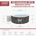 Coleman SaluSpa Bahamas AirJet 2-4 Person Circle Inflatable Hot Tub with Pump #P08411 - Image 3