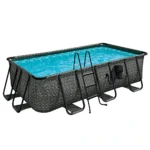 Funsicle Oasis Designer Rectangular Above Ground Pool Set Dark Herringbone Gray