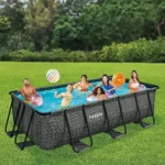 Funsicle Oasis Designer Rectangular Above Ground Pool Set Dark Herringbone Gray - Image 7