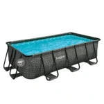Funsicle Oasis Designer Rectangular Above Ground Pool Set Dark Herringbone Gray - Image 9