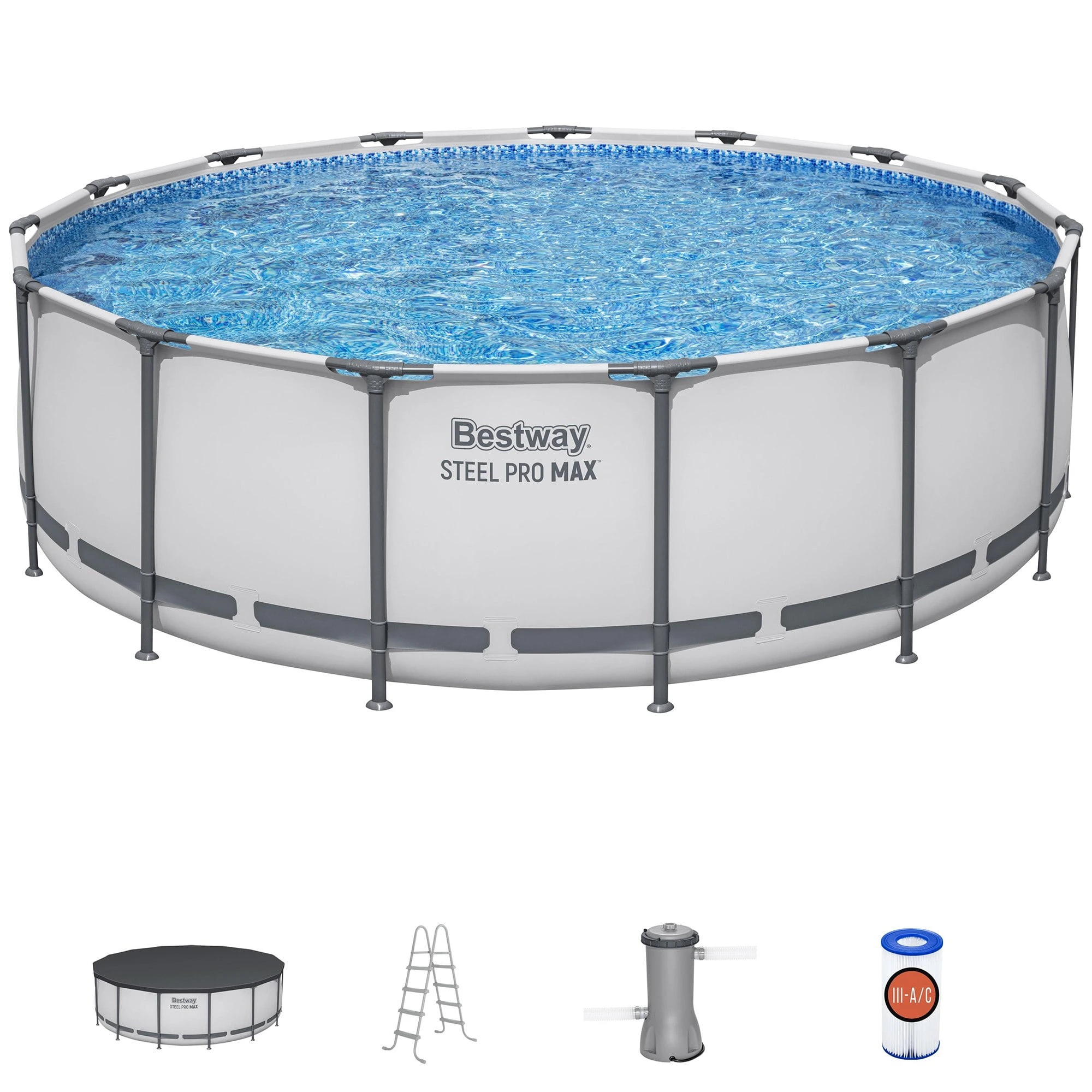 weltbike-product-25-image-1.webp Bestway Steel Pro MAX 15′ x 48″ Prismatic Stone Pool Set| Durable Construction, Easy Assembly, and All-Inclusive Accessories – above ground pool set with filter pump, ladder, and pool cover - Image 1