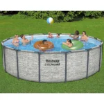Bestway: Steel Pro MAX – 16′ x 48″, Grey -Round Above Ground Swimming Pool Set, ClickConnect Frame, Tritech, Filter Pump-Ladder-Cover, 5145 Gal Water - Image 3