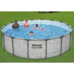 Bestway: Steel Pro MAX – 16′ x 48″, Grey -Round Above Ground Swimming Pool Set, ClickConnect Frame, Tritech, Filter Pump-Ladder-Cover, 5145 Gal Water - Image 8