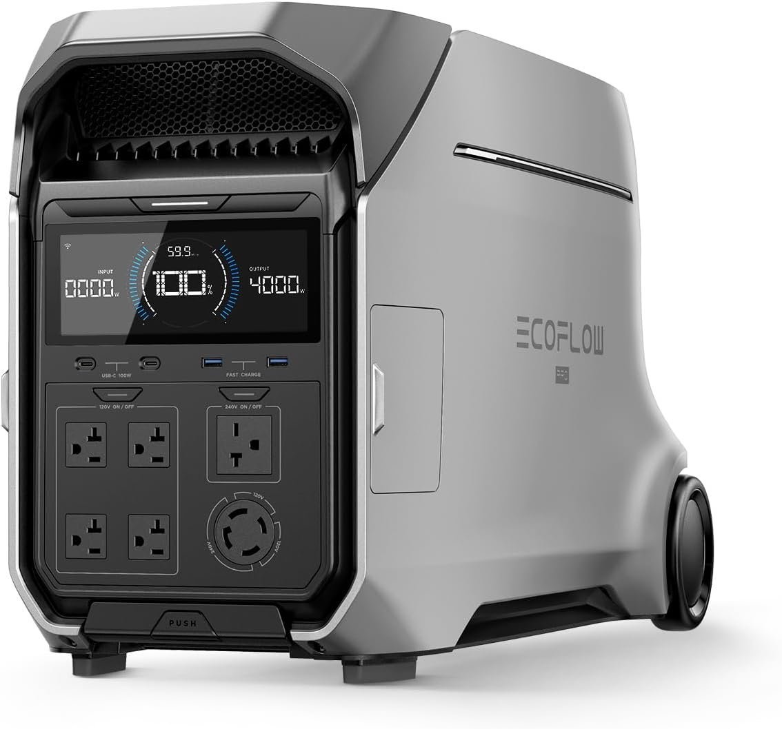 EcoFlow DELTA Pro 3 Portable Power Station with 4000W Output, 120/240V Split-Phase, LFP Battery, and X-Stream Fast Charging
