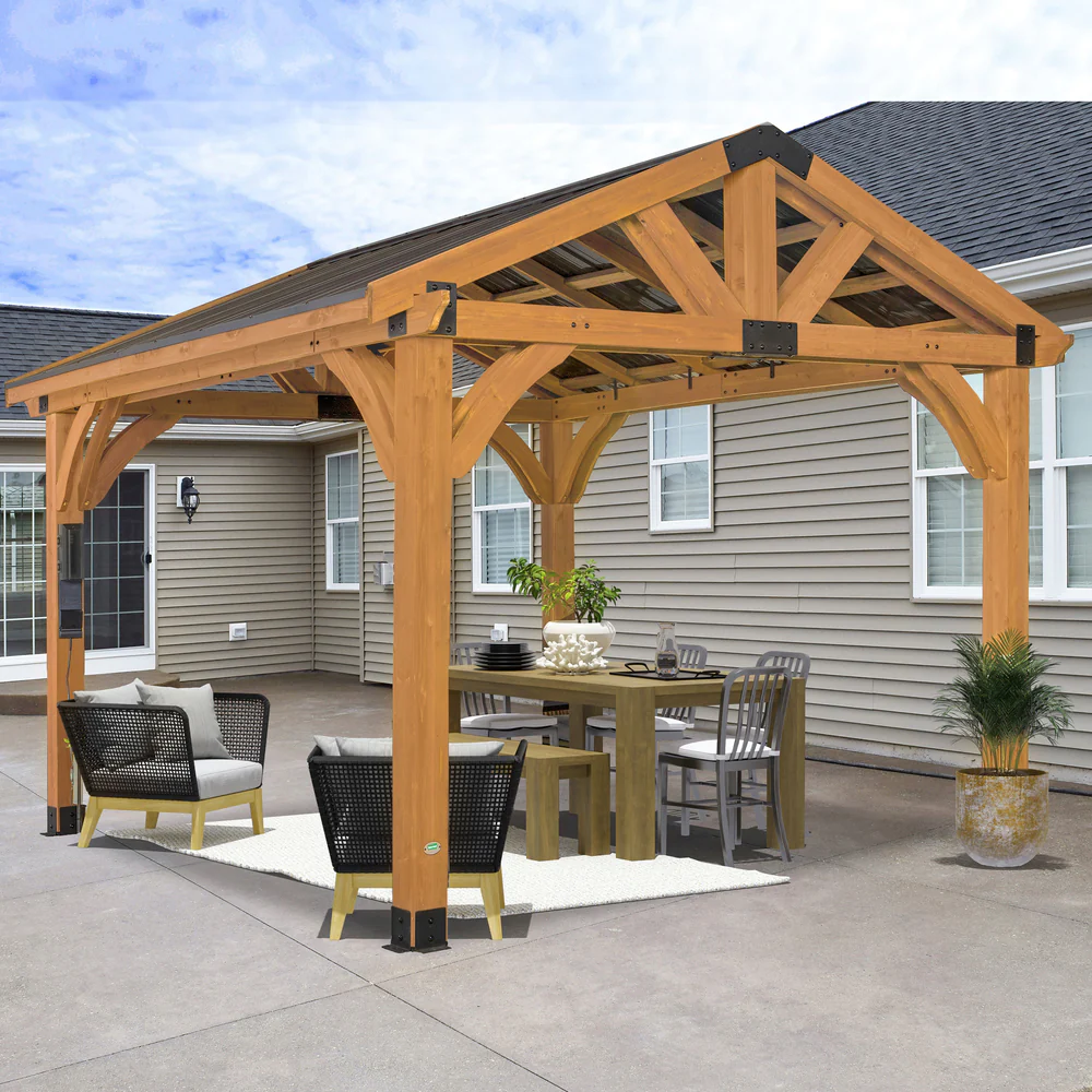 Backyard Discovery Arlington 12×12 Gazebo with Electric – Lt Brown